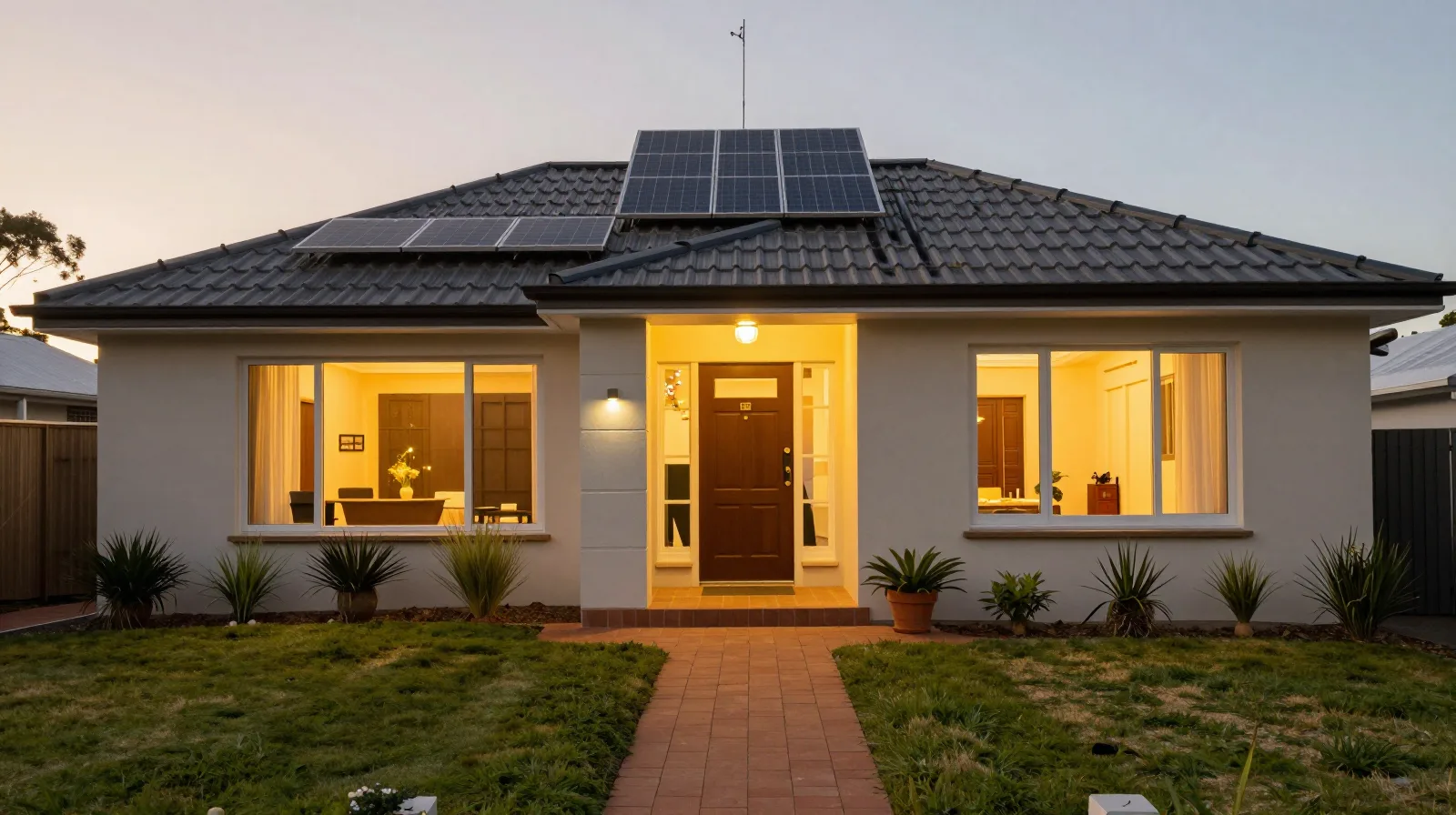 Homeowner reviewing solar savings on a tablet at a sunlit kitchen table