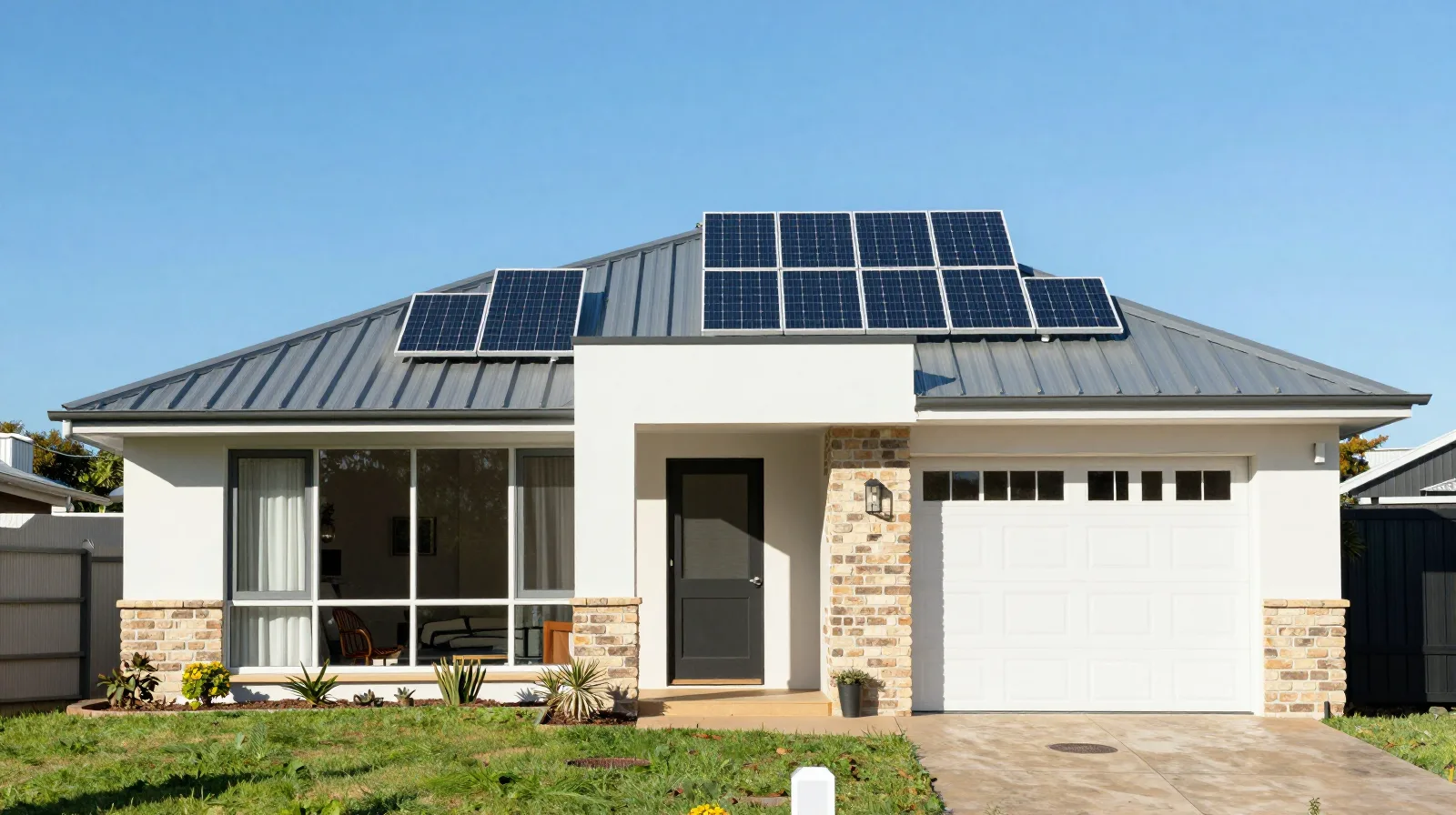 An Australian home with rooftop solar under a clear sky