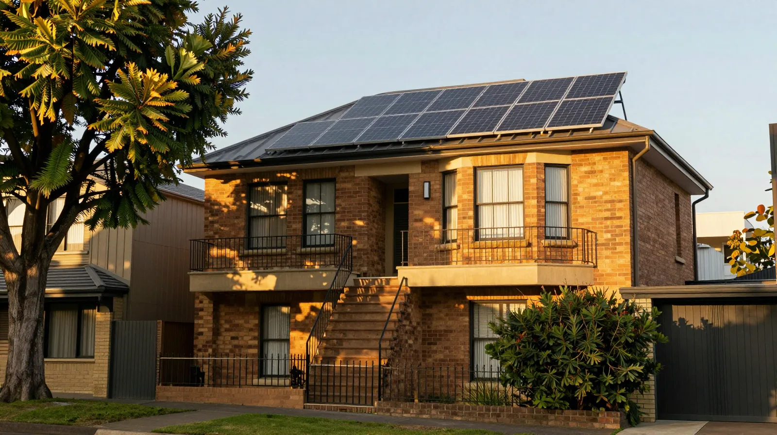 A Melbourne home with rooftop solar under a clear sky